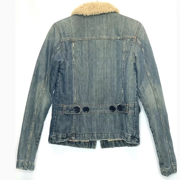 Abercrombie & Fitck SmallFur Neckline Denim Jacket - Picture 2 of 6